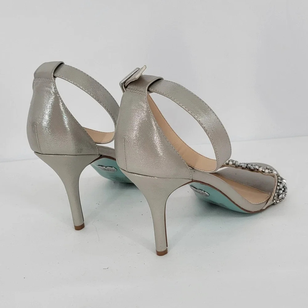 Betsey Johnson Blue SB-Gina Champagne Metallic Embellished Stiletto Heels 11M
